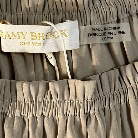 Ramy Brook/ NWT cream off-Shoulder mini Dress XS/TP elastic waist scallo… - Picture 9 of 9